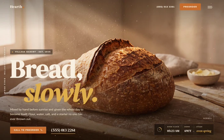 Hearth bakery website