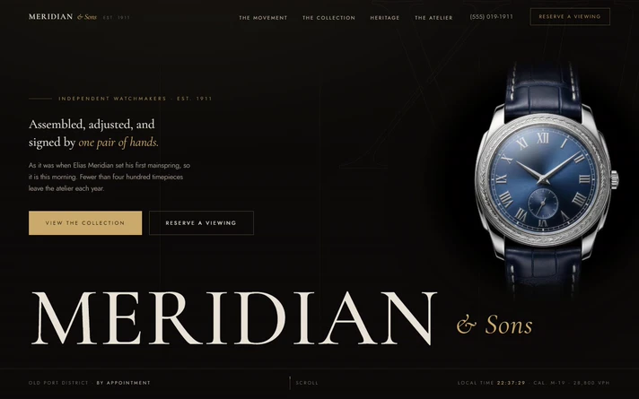 Meridian and Sons watchmaker website