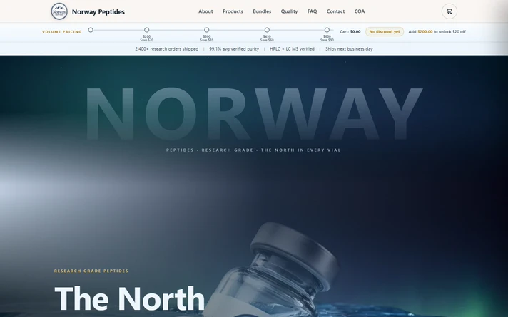 Norway Peptides storefront website