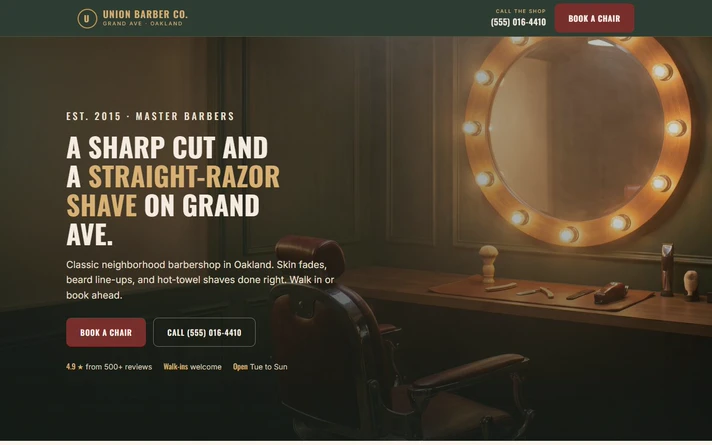 Union Barber Co website