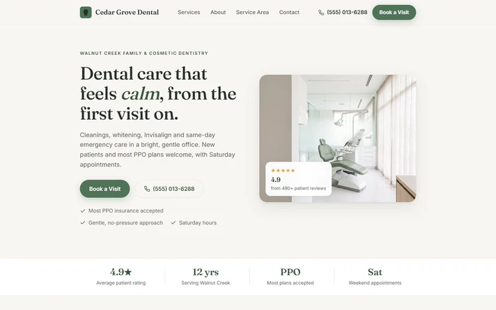 Cedar Grove Dental clinic website