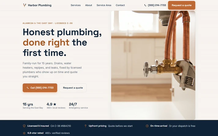 Harbor Plumbing company website