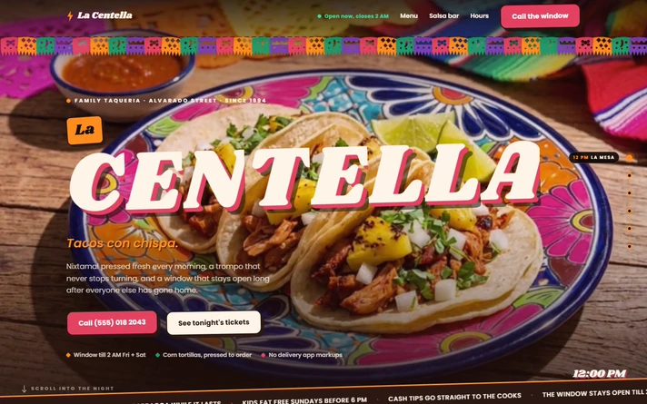 La Centella taqueria website