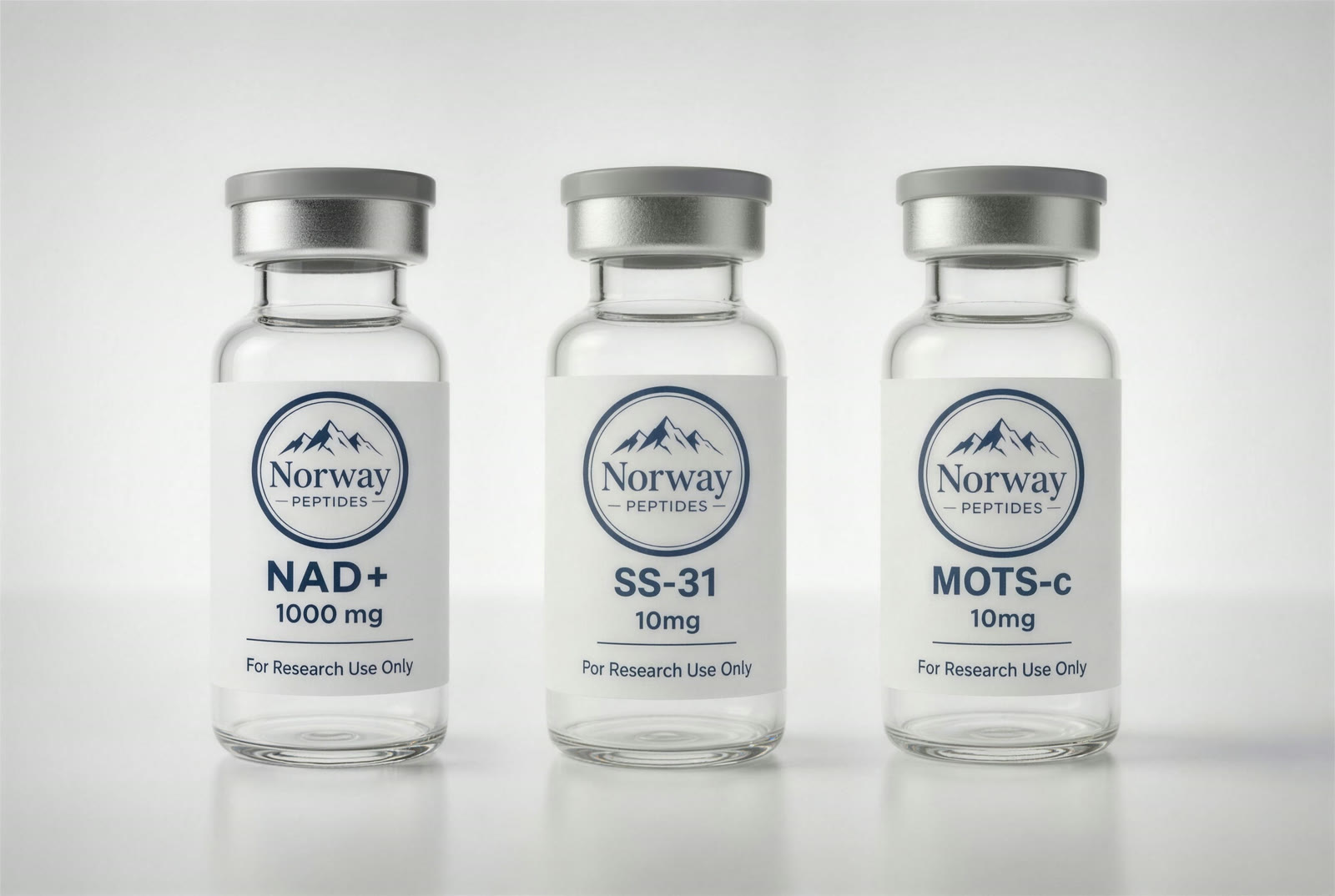 NAD+, SS-31 and MOTS-c vials, Norway Peptides