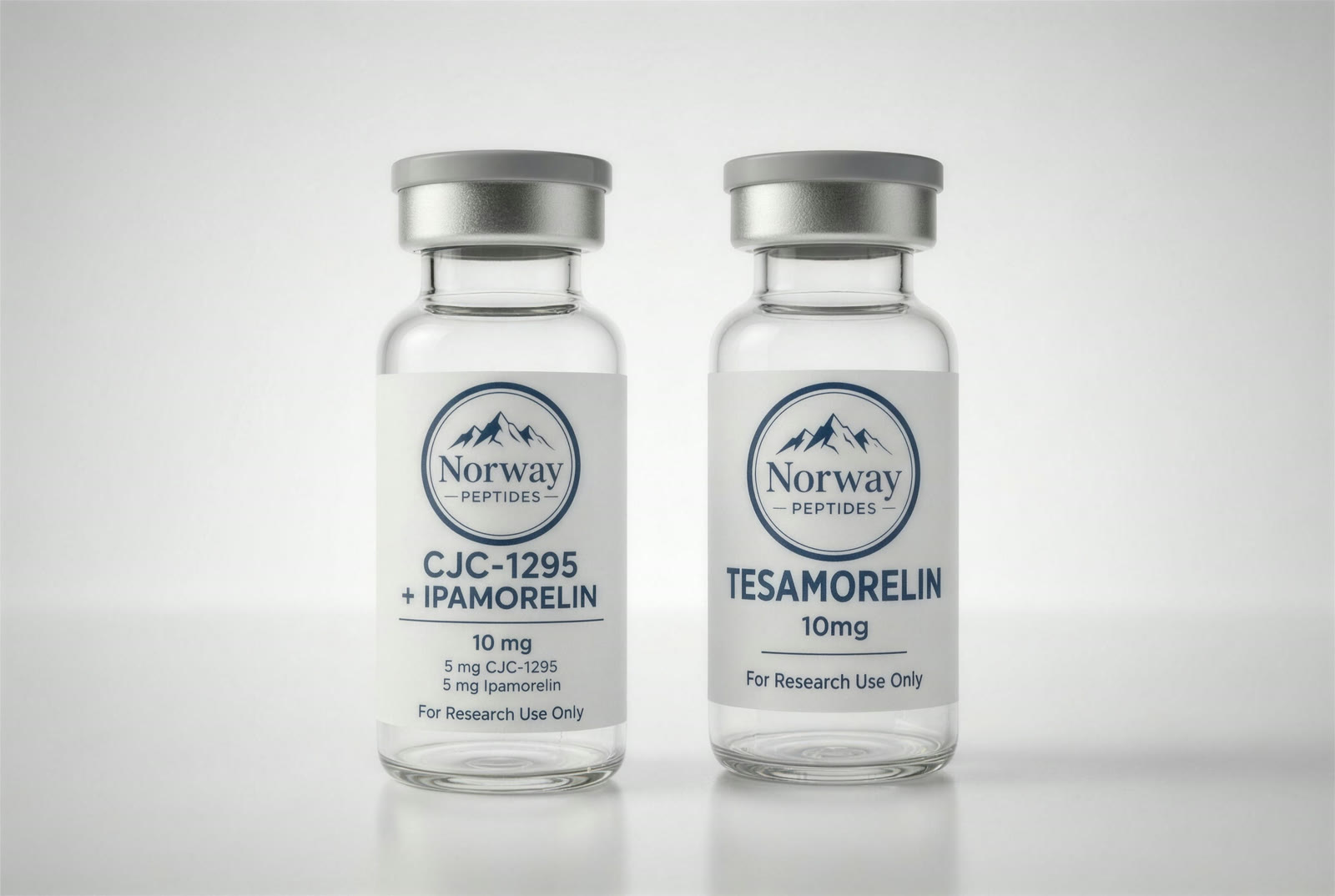 CJC-1295 + Ipamorelin and Tesamorelin vials, Norway Peptides