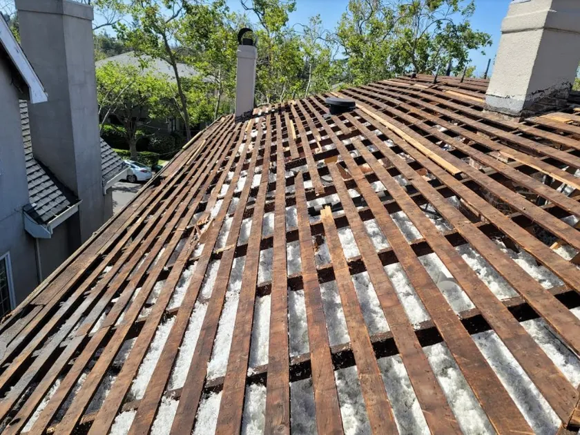Tile roof partway through tear off